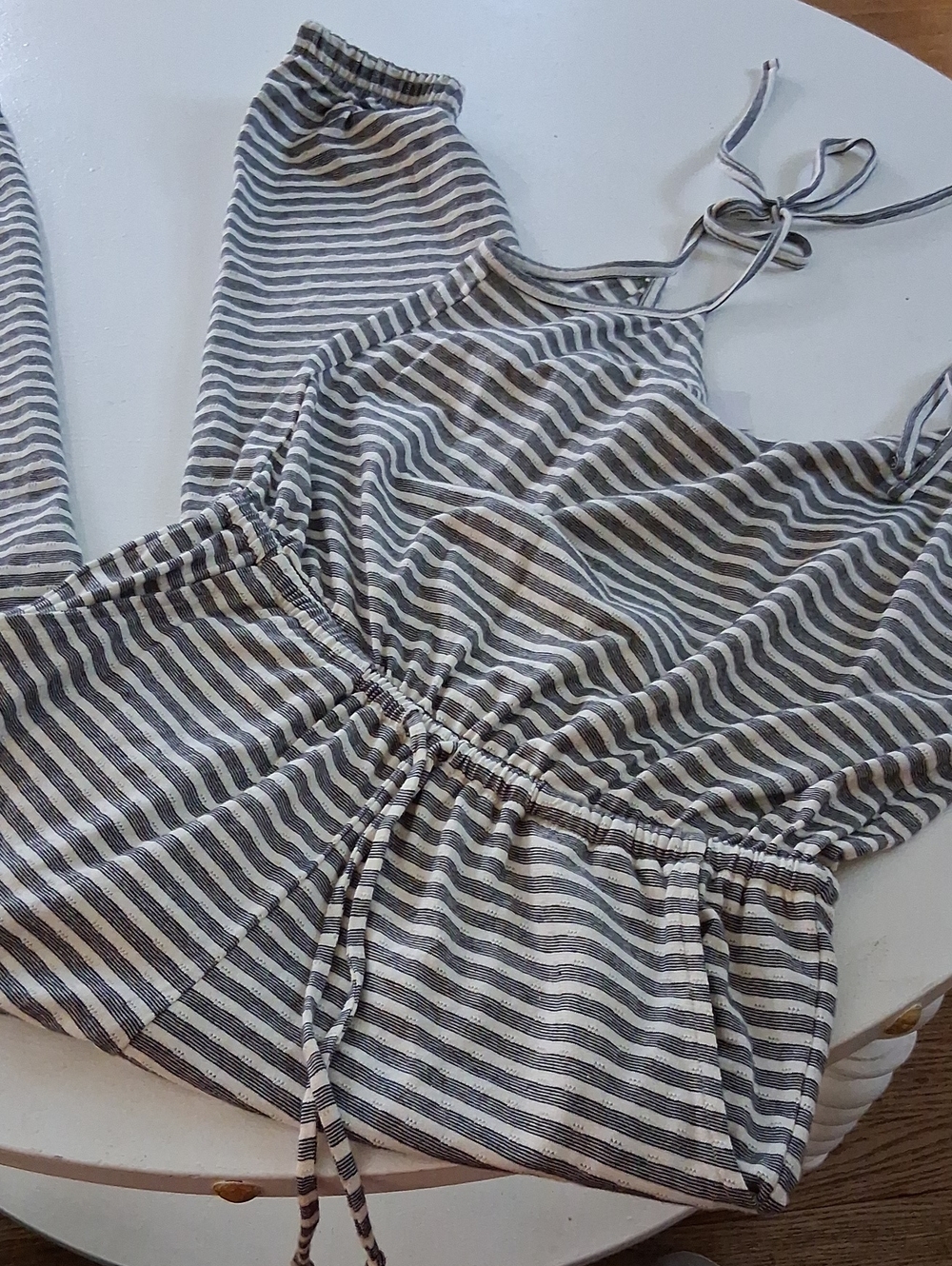 LOFT Striped Black and White Sleeveless Romper